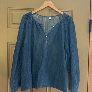 Women's Denim Blouse Split neck - Old Navy NWT Size XL